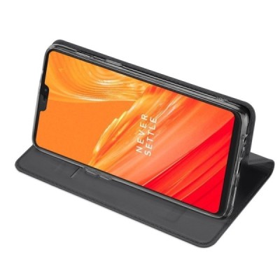 „Dux Ducis“ Skin serijos OnePlus 6 (Six) juodas odinis atverčiamas dėklas / Priedai.lt