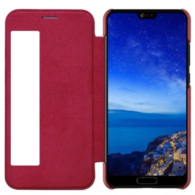 Prabangus „Nillkin“ Qin serijos raudonas odinis atverčiamas Huawei P20 Pro dėklas - knygutė / Priedai.lt