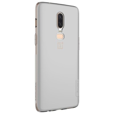 OnePlus 6 (Six) Nillkin Nature plonas skaidrus (permatomas) silikoninis TPU pilkas dėklas / Priedai.lt