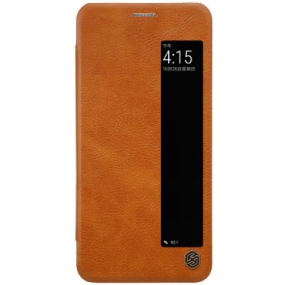 Prabangus „Nillkin“ Qin serijos rudas odinis atverčiamas Huawei P20 Pro dėklas - knygutė / Priedai.lt