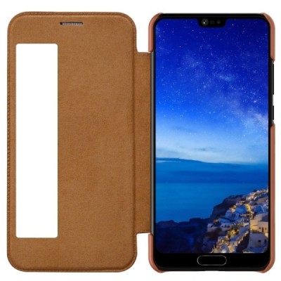 Prabangus „Nillkin“ Qin serijos rudas odinis atverčiamas Huawei P20 Pro dėklas - knygutė / Priedai.lt