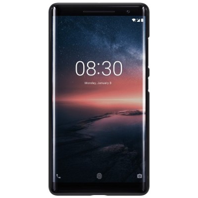 Nillkin Frosted Shield Nokia 8 Sirocco (Nokia 9) juodas plastikinis dėklas + apsauginė ekrano plėvelė / Priedai.lt