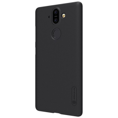 Nillkin Frosted Shield Nokia 8 Sirocco (Nokia 9) juodas plastikinis dėklas + apsauginė ekrano plėvelė / Priedai.lt