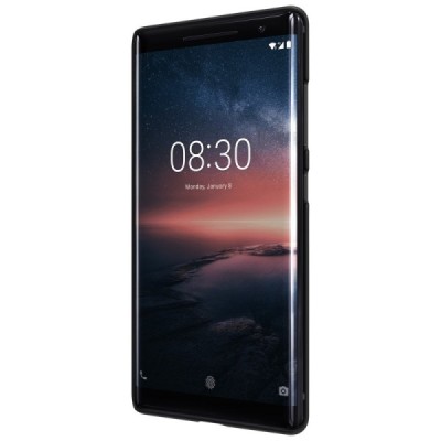 Nillkin Frosted Shield Nokia 8 Sirocco (Nokia 9) juodas plastikinis dėklas + apsauginė ekrano plėvelė / Priedai.lt