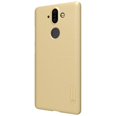 Nillkin Frosted Shield Nokia 8 Sirocco (Nokia 9) auksinis plastikinis dėklas + apsauginė ekrano plėvelė / Priedai.lt