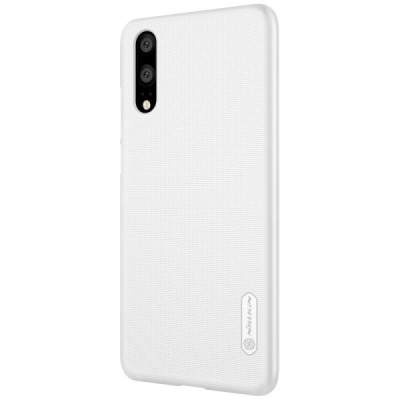 Nillkin Frosted Shield Huawei P20 baltas plastikinis dėklas + apsauginė ekrano plėvelė / Priedai.lt
