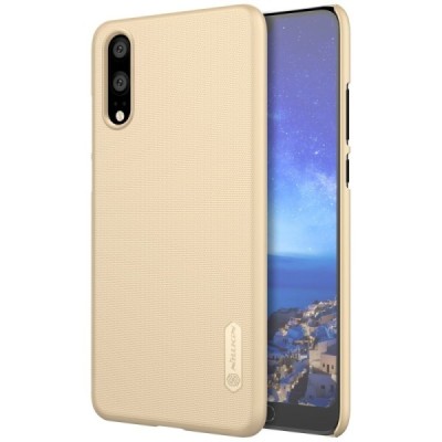 Nillkin Frosted Shield Huawei P20 auksinis plastikinis dėklas + apsauginė ekrano plėvelė / Priedai.lt