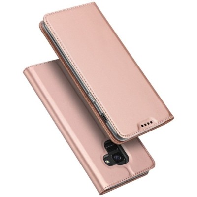 „Dux Ducis“ Skin serijos Samsung Galaxy A6 2018 (A600F) rožinis odinis atverčiamas dėklas / Priedai.lt