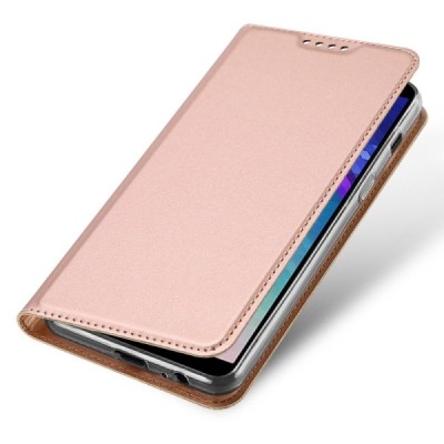 „Dux Ducis“ Skin serijos Samsung Galaxy A6 2018 (A600F) rožinis odinis atverčiamas dėklas / Priedai.lt
