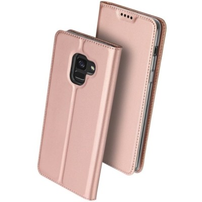 „Dux Ducis“ Skin serijos Samsung Galaxy A6 2018 (A600F) rožinis odinis atverčiamas dėklas / Priedai.lt