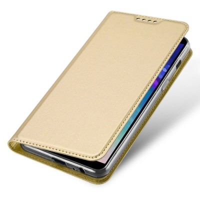 „Dux Ducis“ Skin serijos Samsung Galaxy A6 2018 (A600F) auksinis odinis atverčiamas dėklas / Priedai.lt