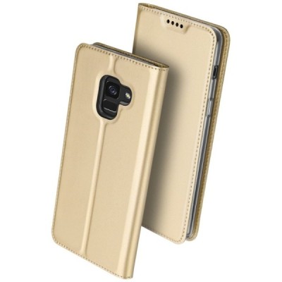 „Dux Ducis“ Skin serijos Samsung Galaxy A6 2018 (A600F) auksinis odinis atverčiamas dėklas / Priedai.lt