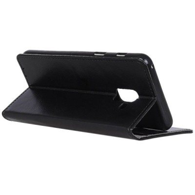 Samsung Galaxy A6 2018 (A600F) atverčiamas juodas odinis dėklas, knygutė - piniginė / Priedai.lt