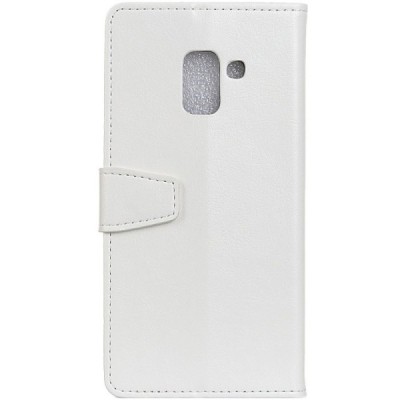 Samsung Galaxy A6 2018 (A600F) atverčiamas baltas odinis dėklas, knygutė - piniginė / Priedai.lt