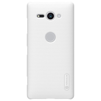 Nillkin Frosted Shield Sony Xperia XZ2 Compact baltas plastikinis dėklas + apsauginė ekrano plėvelė / Priedai.lt