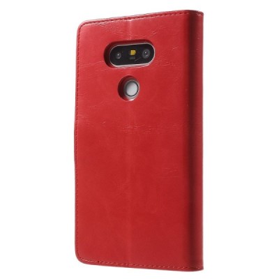 Mercury Blue Moon atverčiamas LG G5 (H850) raudonas odinis dėklas - piniginė / Priedai.lt