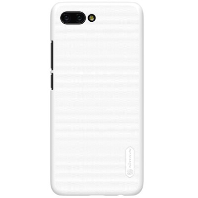 Huawei Honor 10 Nillkin Frosted Shield baltas plastikinis dėklas + apsauginė ekrano plėvelė / Priedai.lt