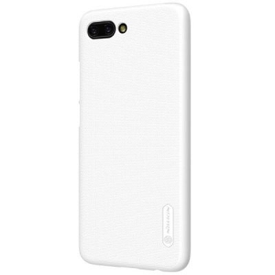 Huawei Honor 10 Nillkin Frosted Shield baltas plastikinis dėklas + apsauginė ekrano plėvelė / Priedai.lt