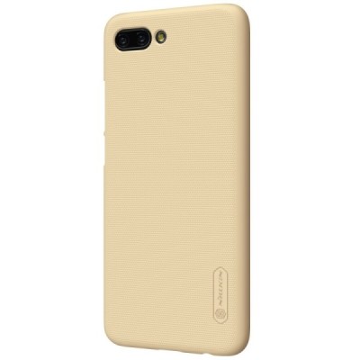 Huawei Honor 10 Nillkin Frosted Shield auksinis plastikinis dėklas + apsauginė ekrano plėvelė / Priedai.lt