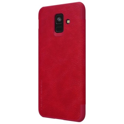 Prabangus „Nillkin“ Qin serijos raudonas odinis atverčiamas Samsung Galaxy A6 2018 (A600F) dėklas - knygutė / Priedai.lt