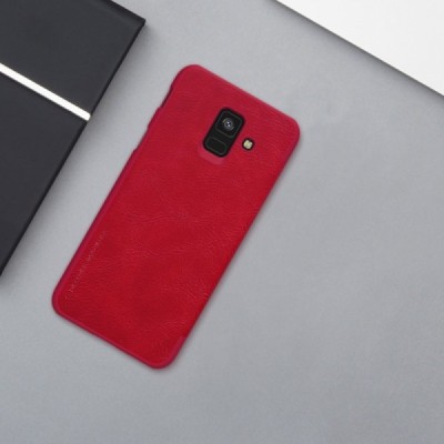 Prabangus „Nillkin“ Qin serijos raudonas odinis atverčiamas Samsung Galaxy A6 2018 (A600F) dėklas - knygutė / Priedai.lt