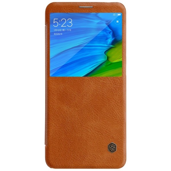 „Nillkin“ Qin atverčiamas dėklas - rudas (Redmi Note 5 2018)