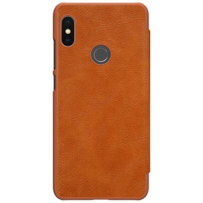 Prabangus „Nillkin“ Qin serijos rudas odinis atverčiamas Xiaomi Redmi Note 5 2018 (Redmi Note 5 Pro) dėklas - knygutė / Priedai.