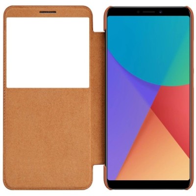 Prabangus „Nillkin“ Qin serijos rudas odinis atverčiamas Xiaomi Redmi Note 5 2018 (Redmi Note 5 Pro) dėklas - knygutė / Priedai.