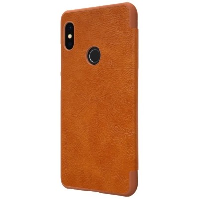 Prabangus „Nillkin“ Qin serijos rudas odinis atverčiamas Xiaomi Redmi Note 5 2018 (Redmi Note 5 Pro) dėklas - knygutė / Priedai.