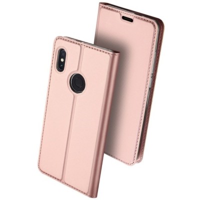 „Dux Ducis“ Skin serijos Xiaomi Redmi Note 5 2018 (Redmi Note 5 Pro) rožinis odinis atverčiamas dėklas / Priedai.lt
