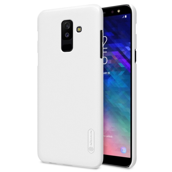 „Nillkin“ Frosted Shield dėklas - baltas + apsauginė ekrano plėvelė (Galaxy A6+ 2018)