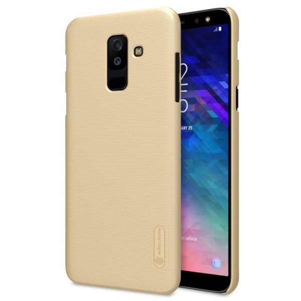 „Nillkin“ Frosted Shield dėklas - auksinis + apsauginė ekrano plėvelė (Galaxy A6+ 2018)