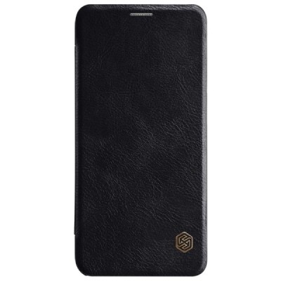 Prabangus „Nillkin“ Qin serijos juodas odinis atverčiamas Samsung Galaxy A6+ 2018 (A605F) dėklas - knygutė / Priedai.lt