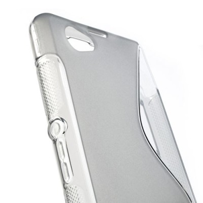 Sony Xperia Z1 compact kieto silikono TPU skaidrus pilkas dėklas - nugarėlė / Priedai.lt