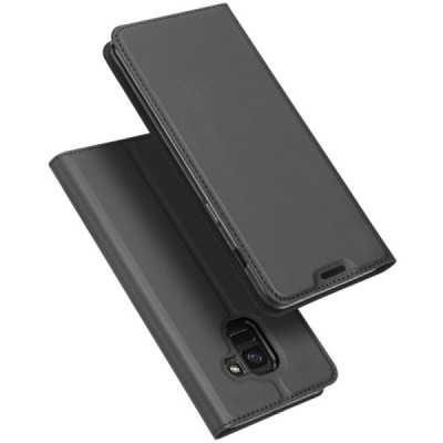 „Dux Ducis“ Skin serijos Samsung Galaxy J6 2018 (J600) juodas odinis atverčiamas dėklas / Priedai.lt