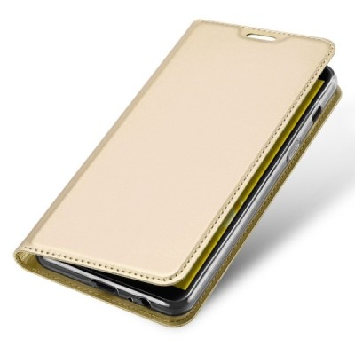„Dux Ducis“ Skin serijos Samsung Galaxy J6 2018 (J600) auksinis odinis atverčiamas dėklas / Priedai.lt