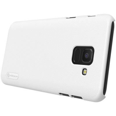 Samsung Galaxy J6 2018 (J600) Nillkin Frosted Shield baltas plastikinis dėklas + apsauginė ekrano plėvelė / Priedai.lt