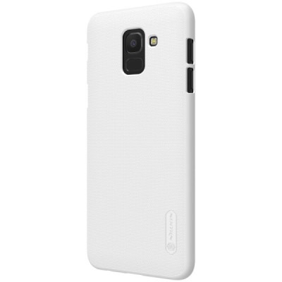 Samsung Galaxy J6 2018 (J600) Nillkin Frosted Shield baltas plastikinis dėklas + apsauginė ekrano plėvelė / Priedai.lt