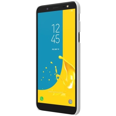 Samsung Galaxy J6 2018 (J600) Nillkin Frosted Shield baltas plastikinis dėklas + apsauginė ekrano plėvelė / Priedai.lt