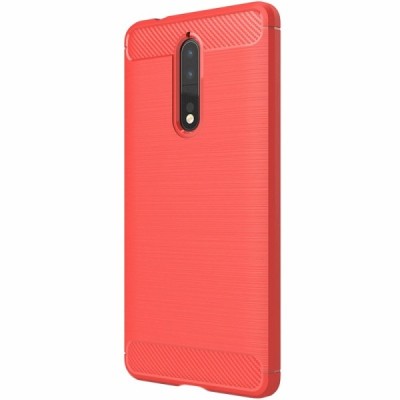 Nokia 8 „Carbon“ kieto silikono TPU raudonas dėklas - nugarėlė / Priedai.lt