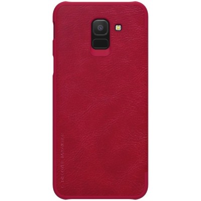 Prabangus „Nillkin“ Qin serijos raudonas odinis atverčiamas Samsung Galaxy J6 2018 (J600) dėklas / Priedai.lt