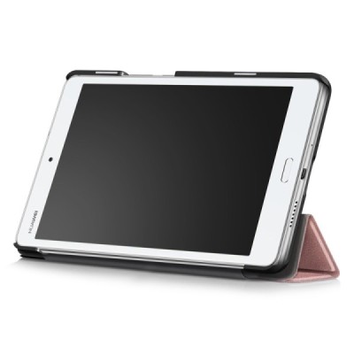 Huawei MediaPad M3 Lite 8.0 atverčiamas rožinės spalvos odinis dėklas - knygutė / Priedai.lt