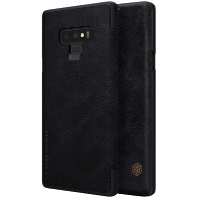 Prabangus „Nillkin“ Qin serijos juodas odinis atverčiamas Samsung Galaxy Note 9 (N960F) dėklas / Priedai.lt
