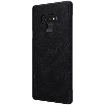 Prabangus „Nillkin“ Qin serijos juodas odinis atverčiamas Samsung Galaxy Note 9 (N960F) dėklas / Priedai.lt