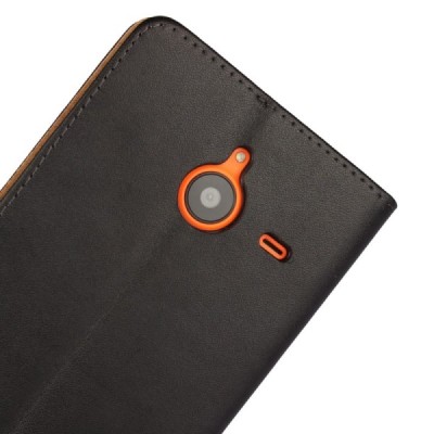 Microsoft Lumia 640 XL atverčiamas juodas odinis Casual dėklas - piniginė / Priedai.lt