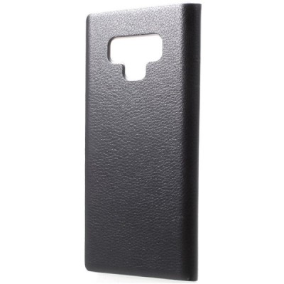 Samsung Galaxy Note 9 (N960F) juodas odinis atverčiamas dėklas su langeliu / Priedai.lt