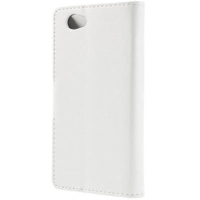 Odinis atverčiamas baltas Sony Xperia Z1 compact dėklas (dėkliukas) - piniginė / Priedai.lt