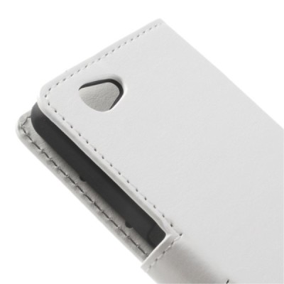 Odinis atverčiamas baltas Sony Xperia Z1 compact dėklas (dėkliukas) - piniginė / Priedai.lt