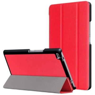 Lenovo Tab4 8.0 (TB-8504F) atverčiamas raudonas odinis dėklas (sulankstomas) / Priedai.lt