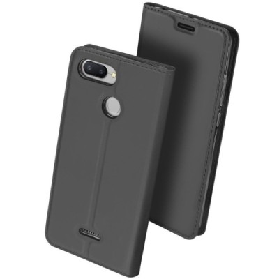 „Dux Ducis“ Skin serijos Xiaomi Redmi 6 juodas odinis atverčiamas dėklas / Priedai.lt